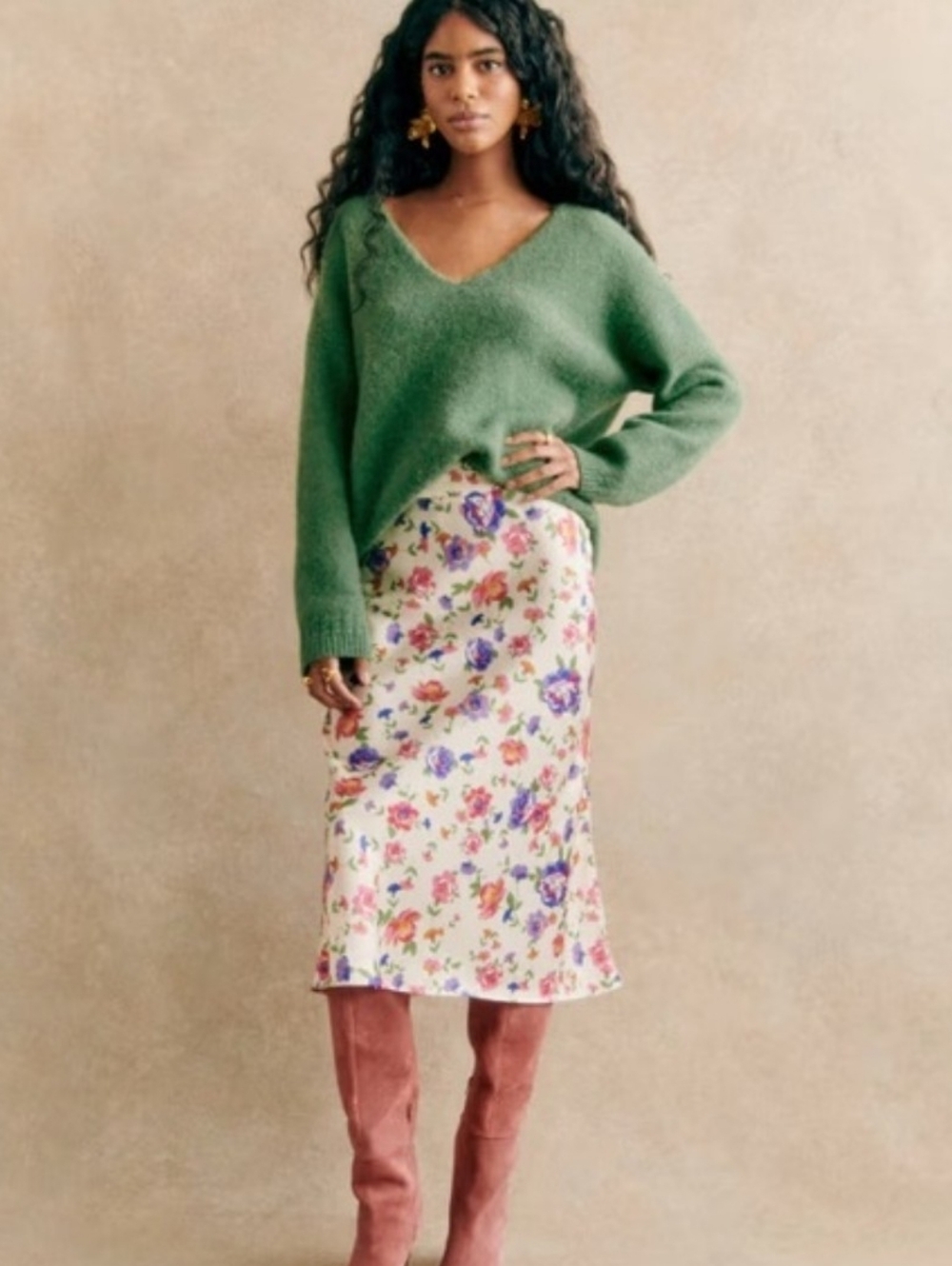 Sezane Jupe Sandy Floral Midi Skirt - Monday Print